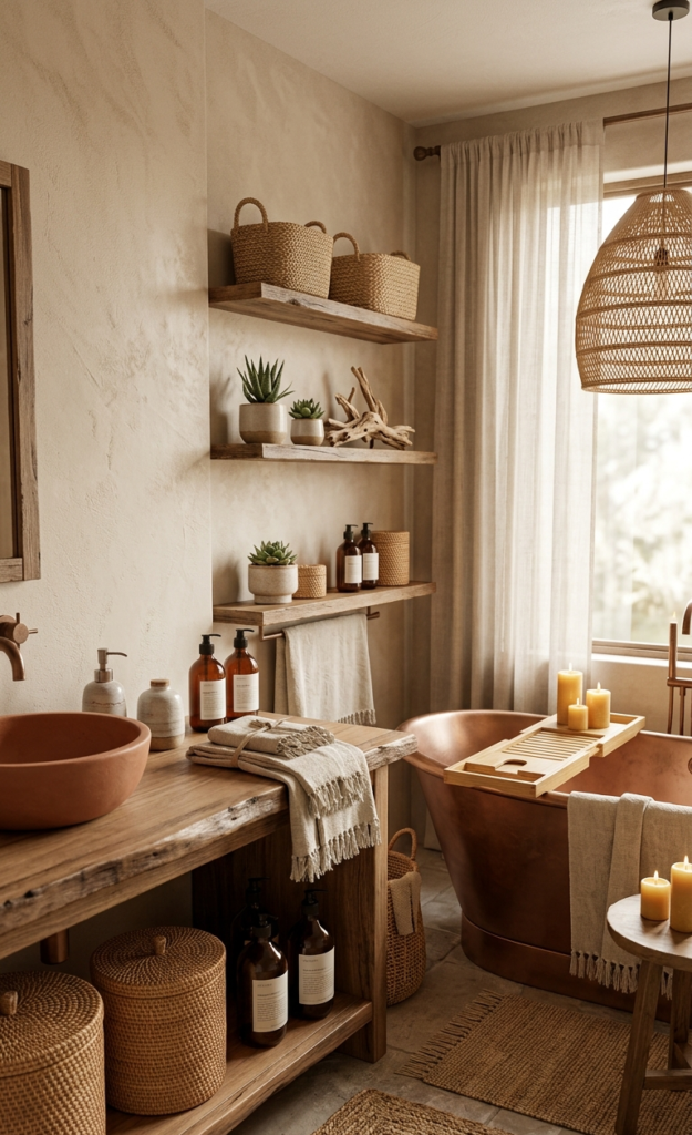 Aesthetic Bathroom Essentials from Amazon — Warm Boho Organic Retreat